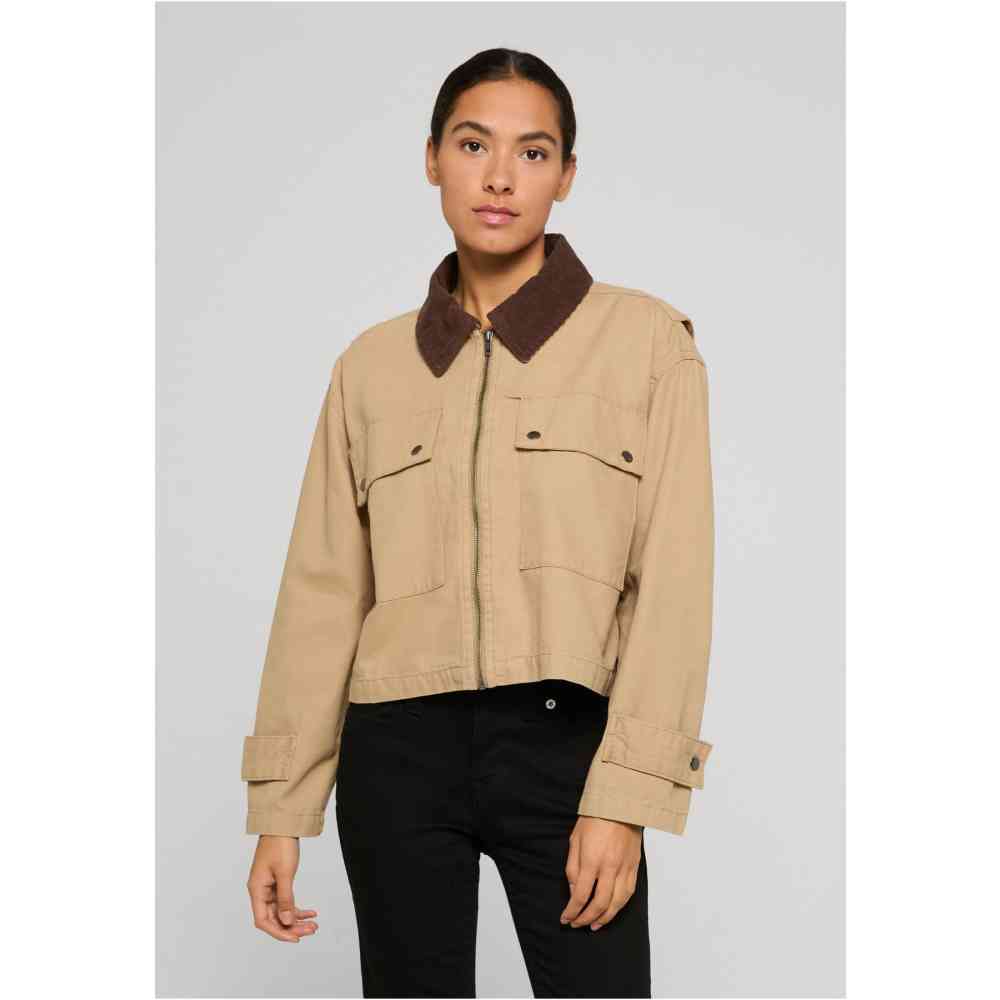 Urban Classics - Workwear Cropped Cotton Jacket - Beige
